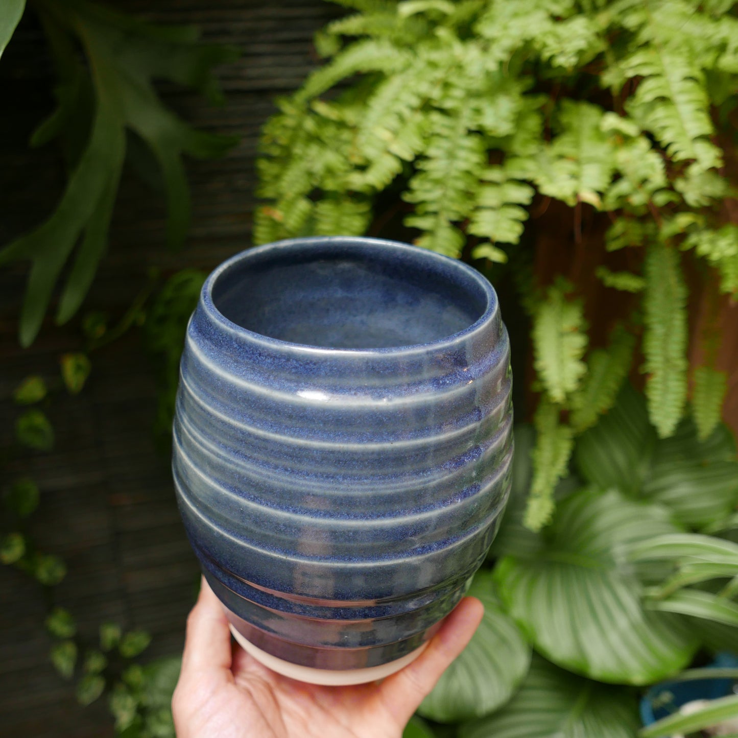 Cobalt Blue Glazed Medium Stepped Vase