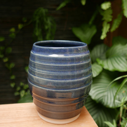 Cobalt Blue Glazed Medium Stepped Vase